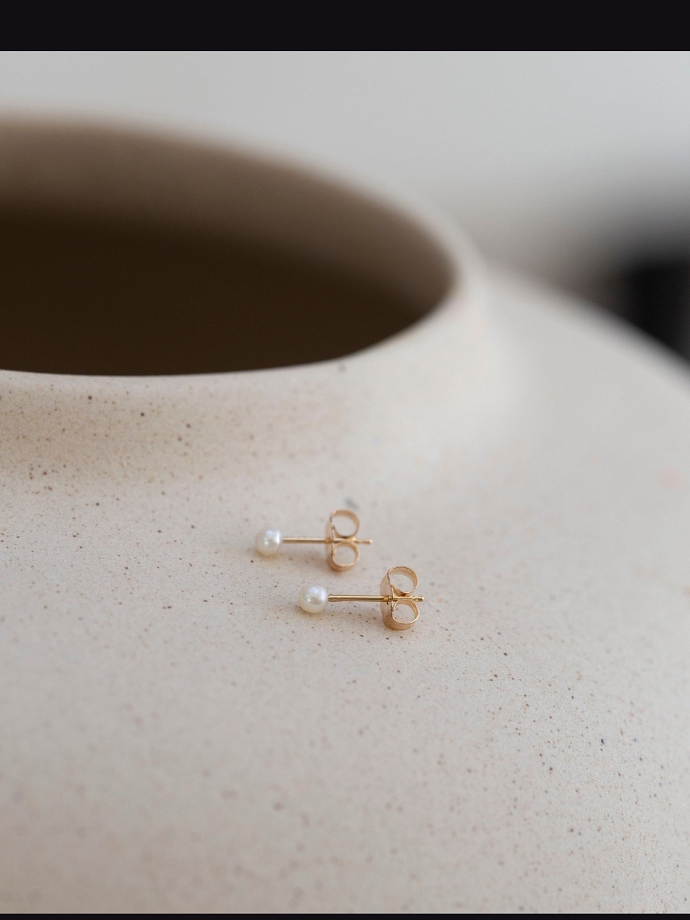 14k Gold Pearl Stud Earrings - Small And Dainty